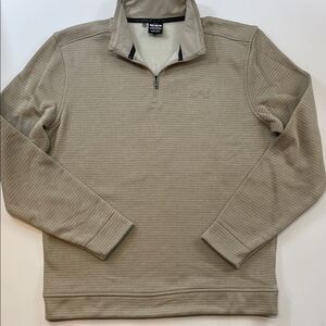Under Armour Golf Men’s Quarter-Zip Beige Striped Performance Top Sz M